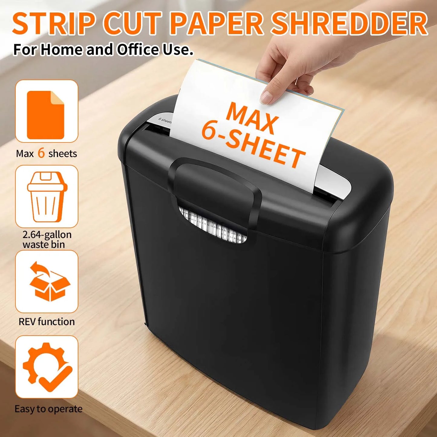 6-Sheet Cross Cut Paper Shredder with 2.64-Gallon Wastebasket