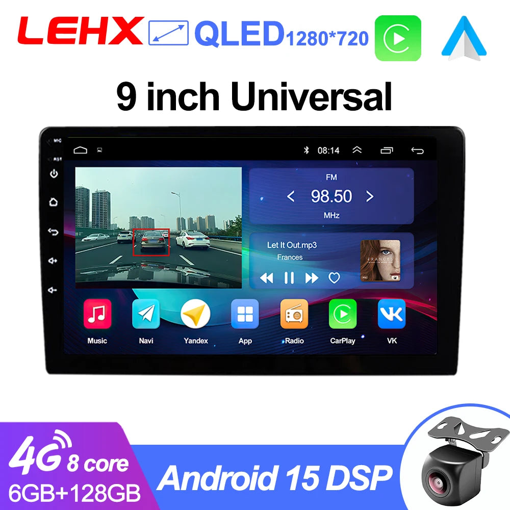 9 inch Wireless Carplay 2din Android 15 Car Radio and Multimedia Video Player