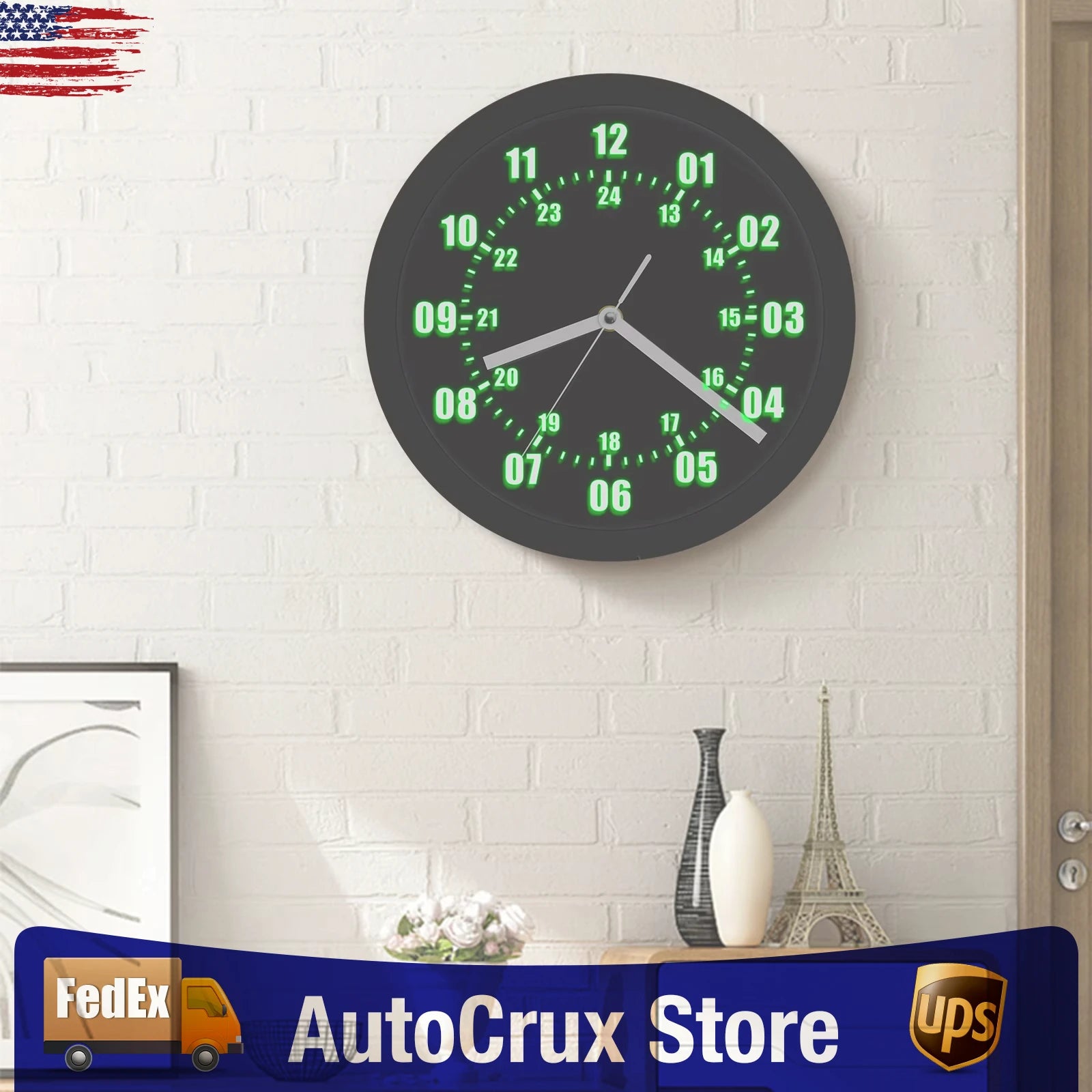 LED Indoor Outdoor Luminous Wall Clock With Remote Control Night Lighting