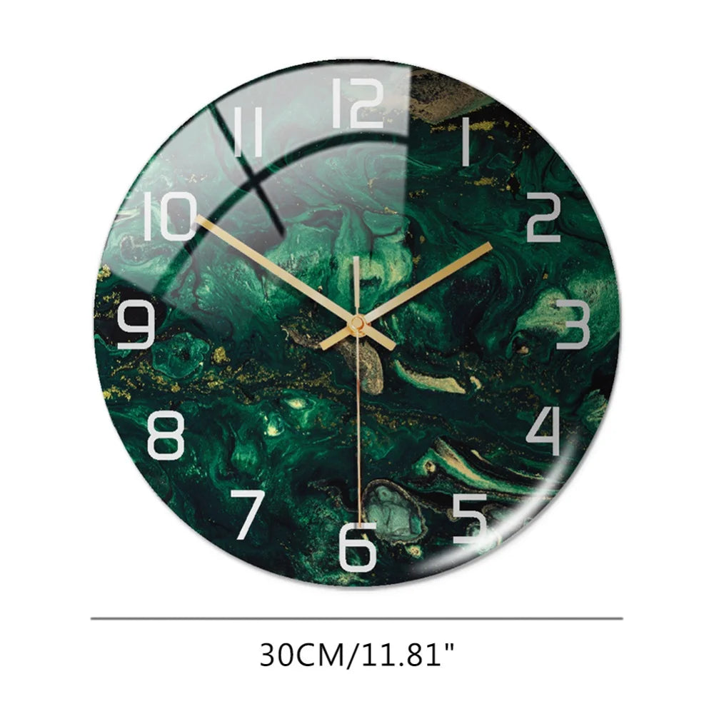 Luxury 3D Acrylic Black and Gold Marble Pattern Wall Adhesive Clock With Metal Needles Decor
