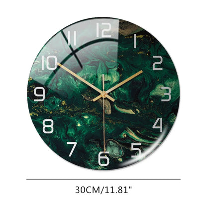 Luxury 3D Acrylic Black and Gold Marble Pattern Wall Adhesive Clock With Metal Needles Decor