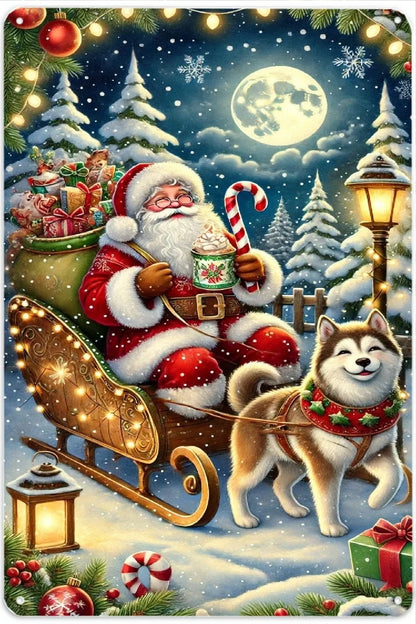2D flat, Christmas and Christmas Eve metal wall decoration 8x12