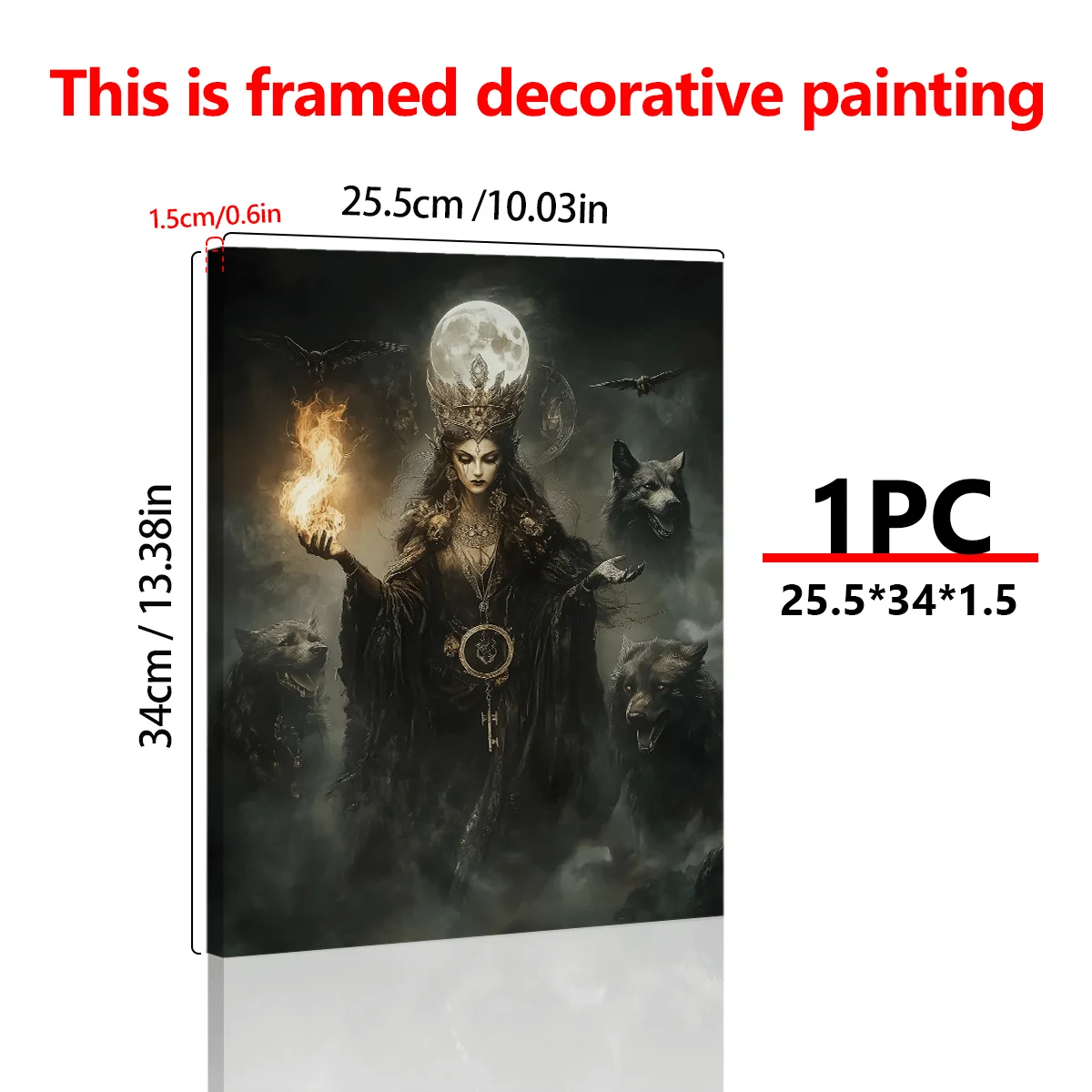 Dark Gothic Fantasy Hecate Canvas - Pagan Magic Goddess Poster Waterproof Wall Art, Oil Painting Style, Gift