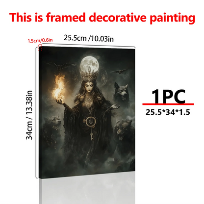 Dark Gothic Fantasy Hecate Canvas - Pagan Magic Goddess Poster Waterproof Wall Art, Oil Painting Style, Gift