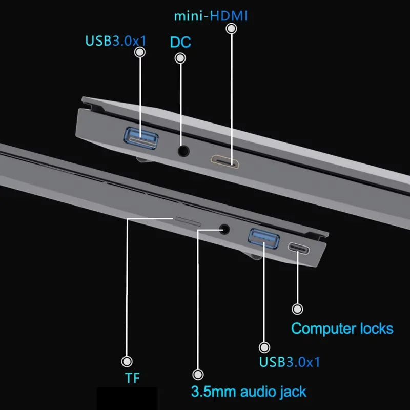 15.6" Ultra Slim Intel Core i7 6500U Laptop Computer Windows 11 16GB DDR4 1TB SSD Notebook PC Fingerprint Unlock