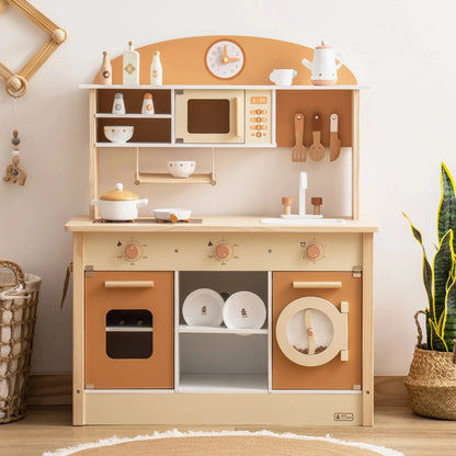Kids Wooden Play Kitchen All in One Corner Set