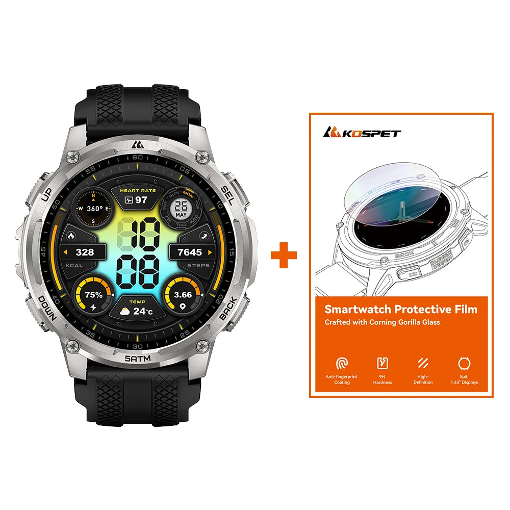 Men’s Smartwatch Outdoor Rugged Watch with Flashlight, Dual‑Band GPS, Fitness & Health Tracker