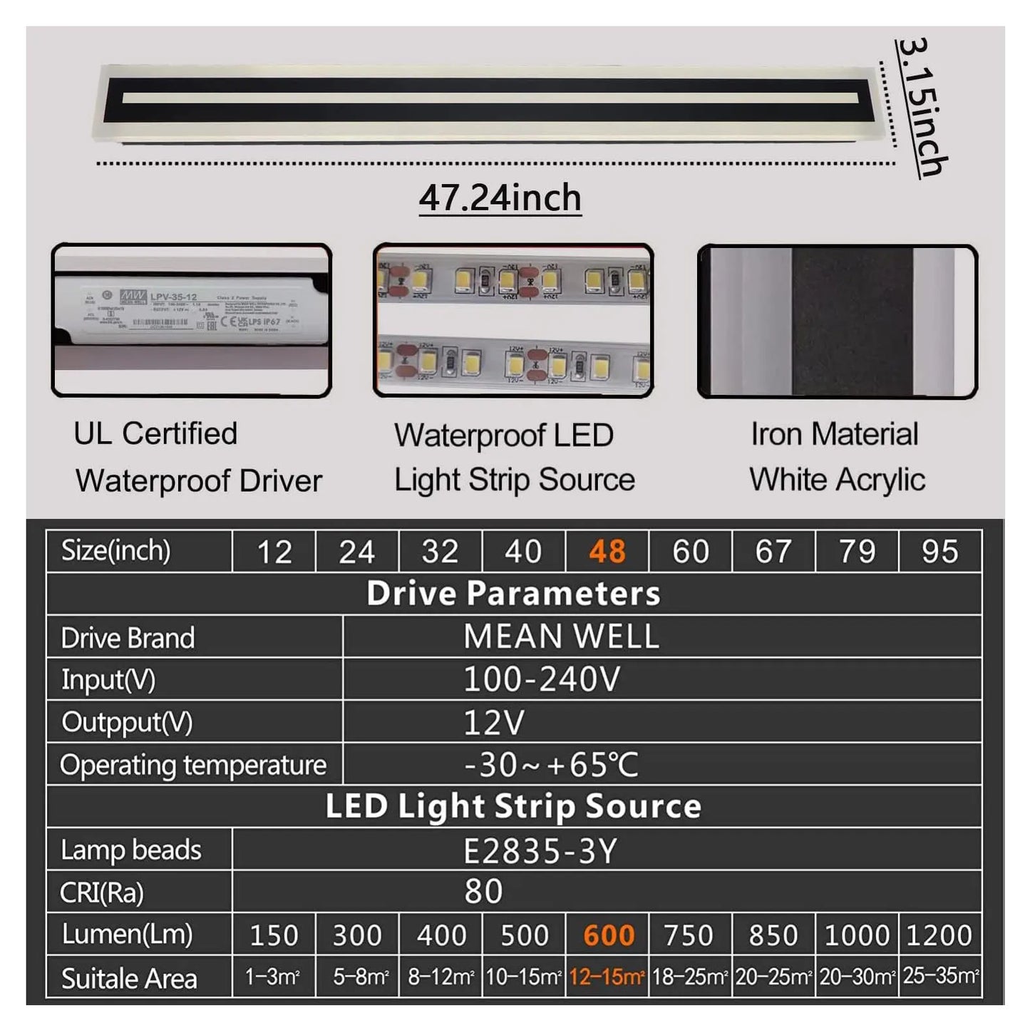 Outdoor Long Strip Modern LED Wall Lighting Fixture