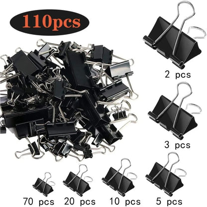 110 PCS Binder Clips in Assorted Sizes