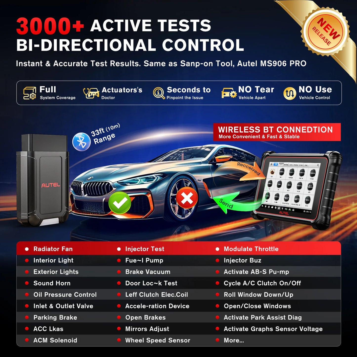 MaxiCOM MK900BT Bluetooth Car Diagnostic OBD2 Scanner