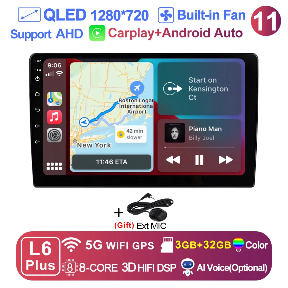 9 inch Wireless Carplay 2din Android 15 Car Radio and Multimedia Video Player