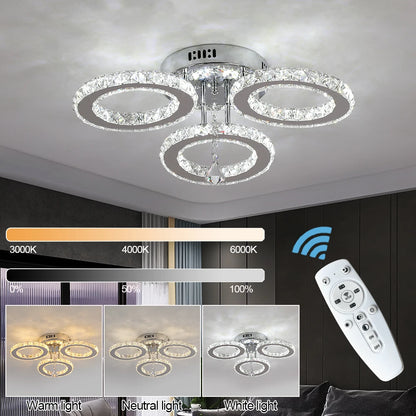 Crystal LED Ceiling Chandelier With Remote Control