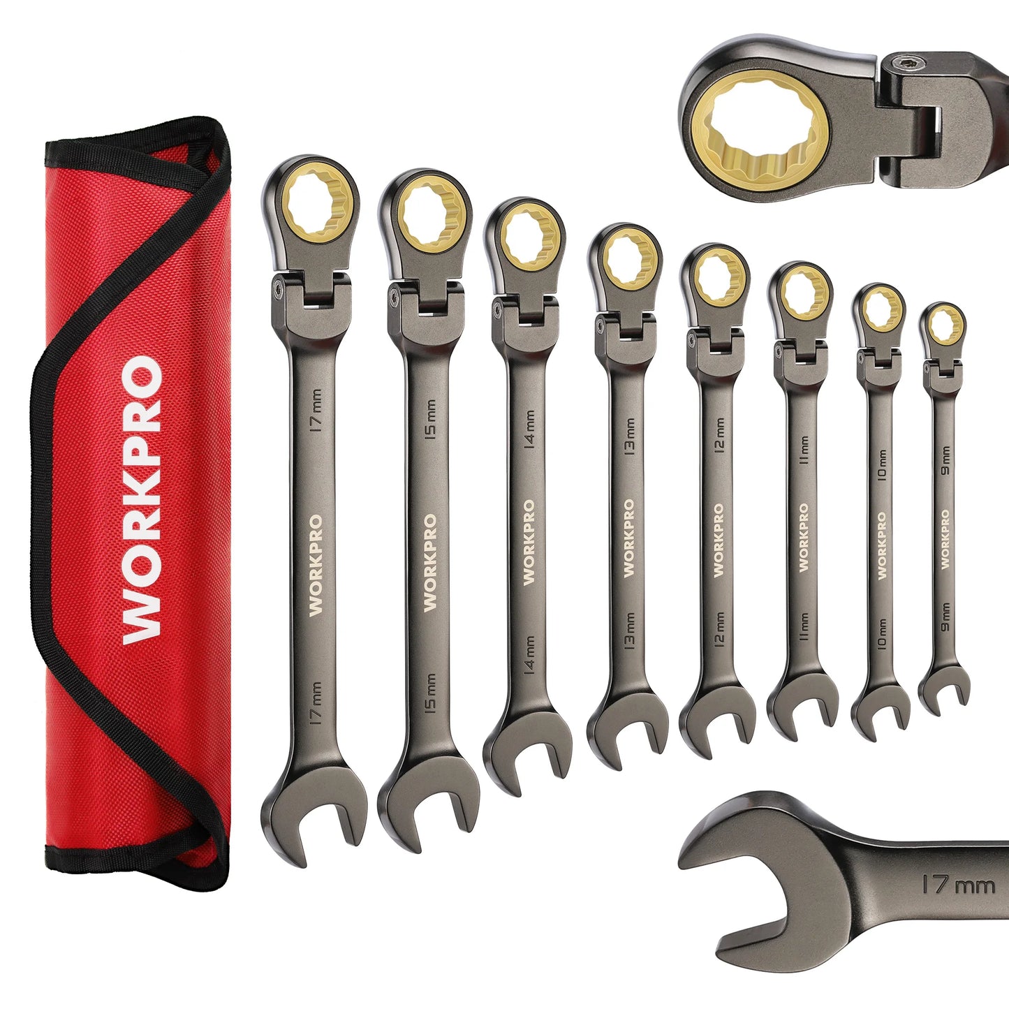 8pcs Flex-Head Ratcheting Combination Wrench Set SAE 5/16-3/4 in
