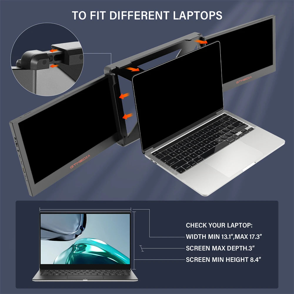 11.6Inch Portable Monitor 1920*1080 IPS FHD Triple Dual Extender Screen Full View Fold Display For 13.0-17.3Inch Laptops