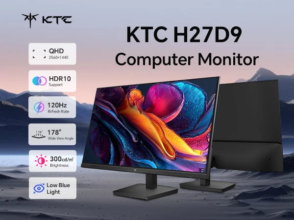 27 Inch Computer Monitor - QHD (2560 x 1440) Display, Up to 120Hz Monitor, IPS Panel H27D9