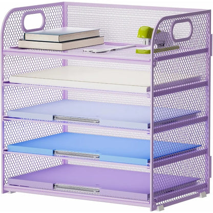 5-Tier Mesh Paper Organizer with Handle for Home Office
