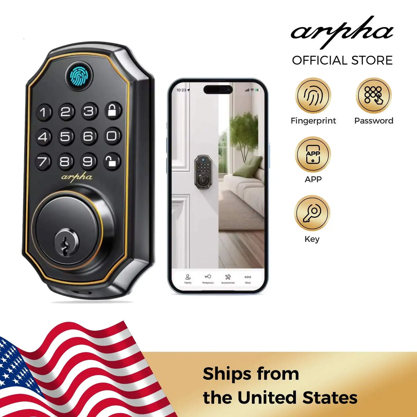Keyless Entry Door Lock 5-in-1 Smart Fingerprint Deadbolt