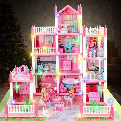 Dollhouse Kit with 4 Dolls, Furniture and Accessories