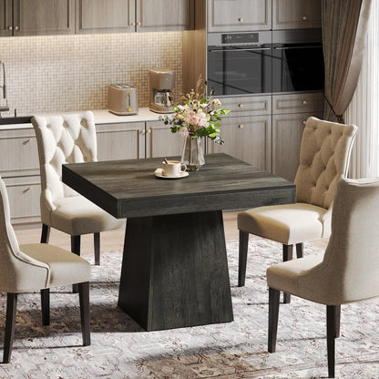 Square Dining Table for 4 with Sturdy Pedestal Base,