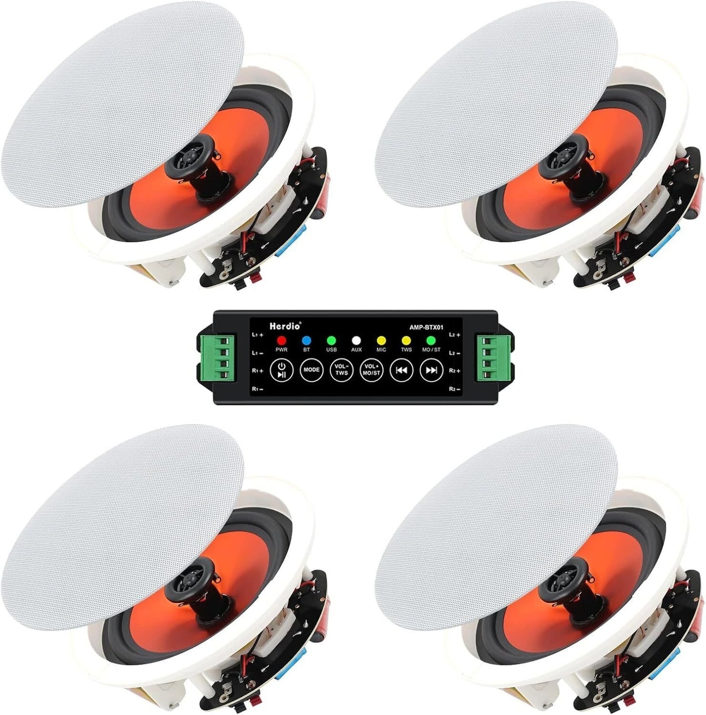 4PCS 6.5" Bluetooth In Ceiling Speakers