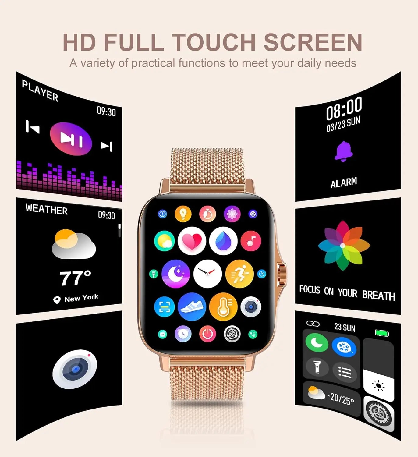 Smart Watch for Women(Call Receive/Dial), Fitness Tracker Smartwatch for Android iOS Phones