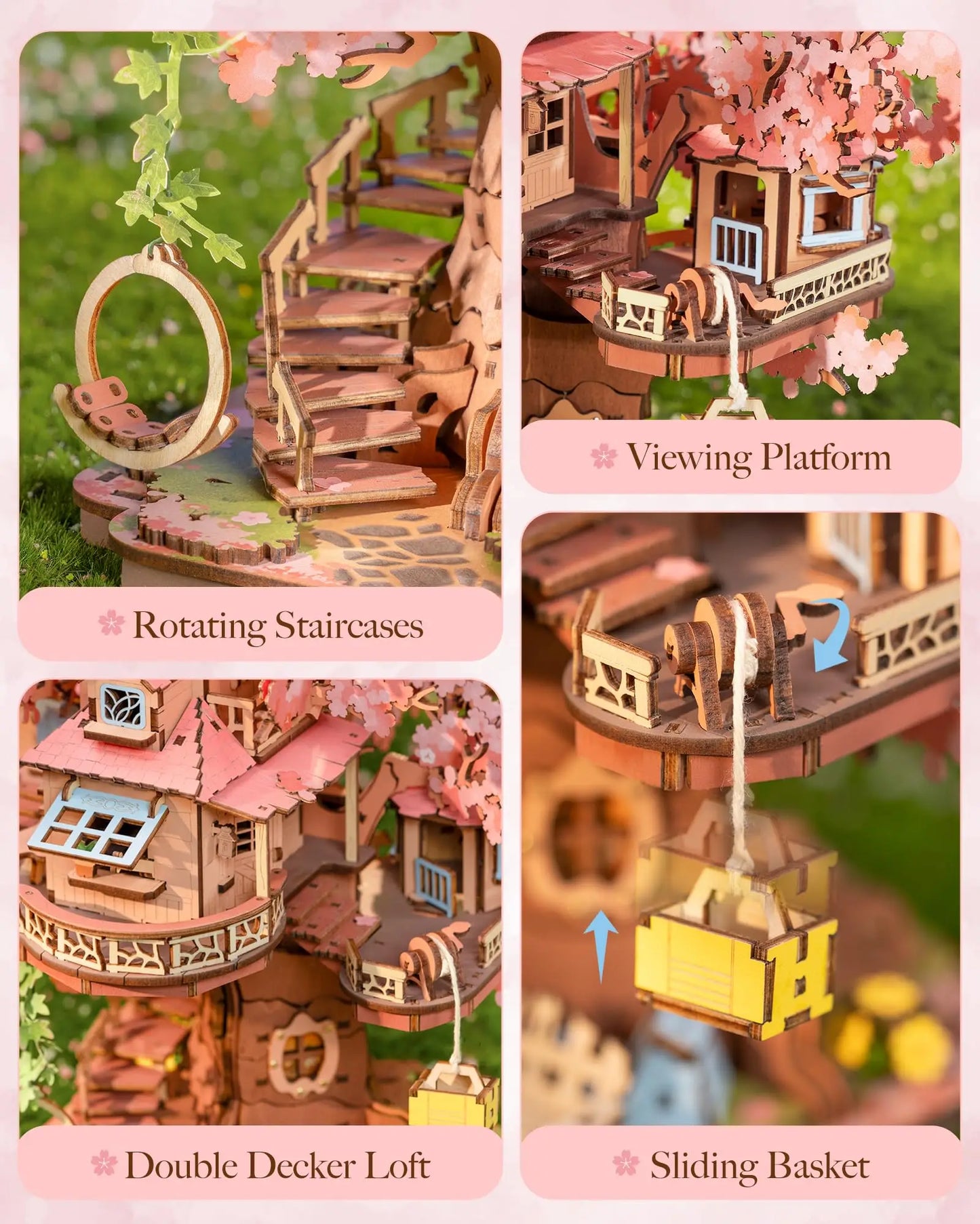 Sakura Tree House 535pc 3D Wooden Puzzle Model Kit
