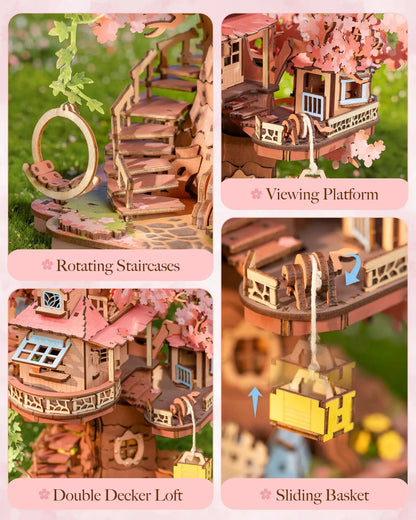 Sakura Tree House 535pc 3D Wooden Puzzle Model Kit