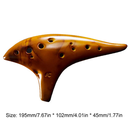 12 Hole Ocarina Ceramic Alto C Vessel Flute