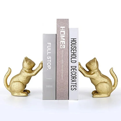 Heavy Duty Cast Iron Lucky Cat Bookend Shelf Décor