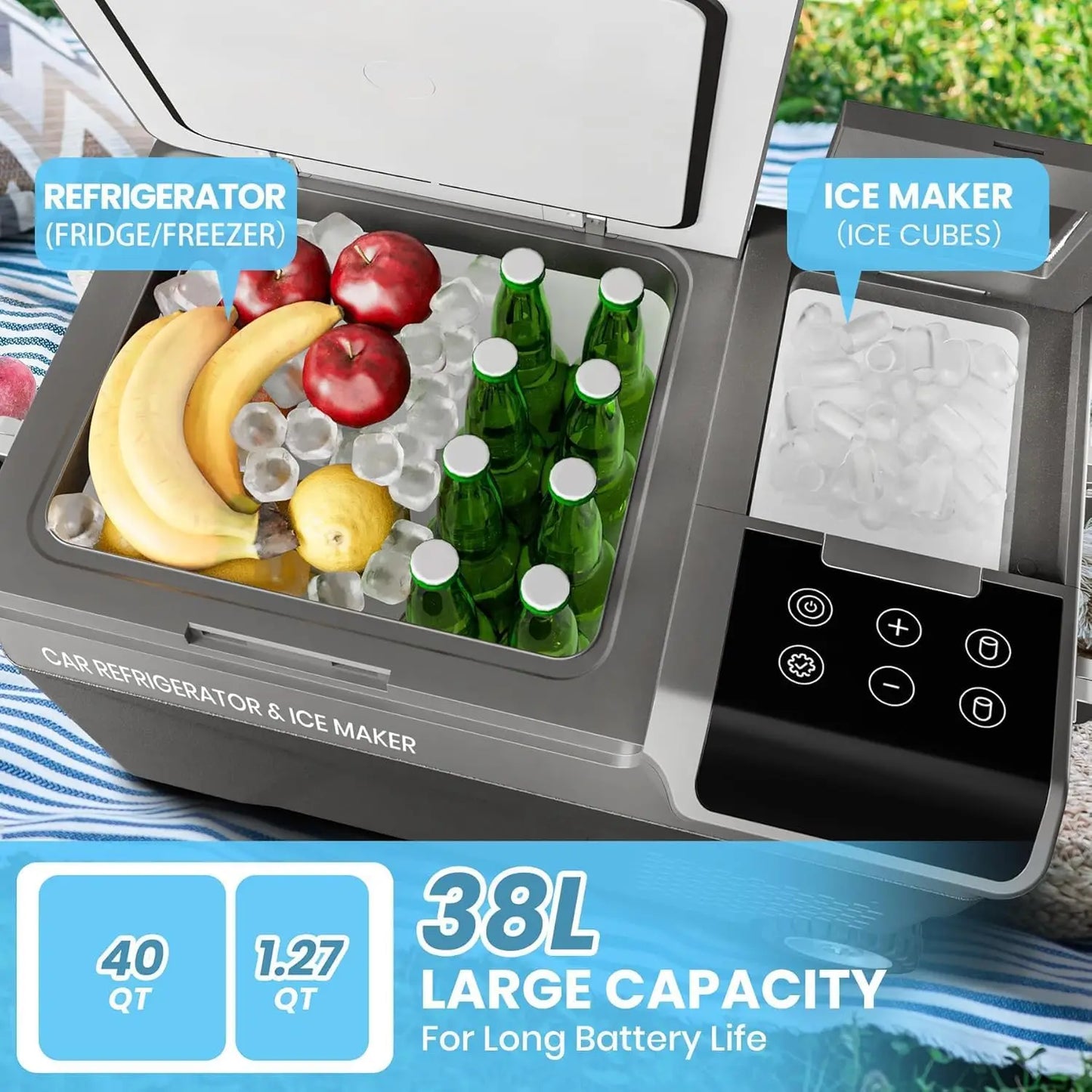 Portable Refrigerator with Ice Maker for Car or Truck