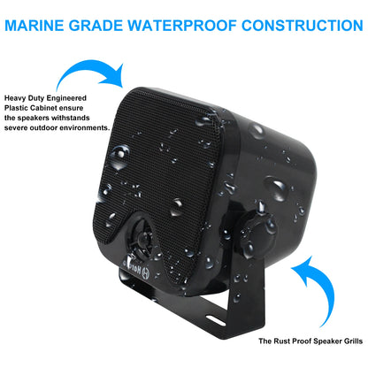 100W Heavy Duty Waterproof Boat and Marine Bluetooth Speakers