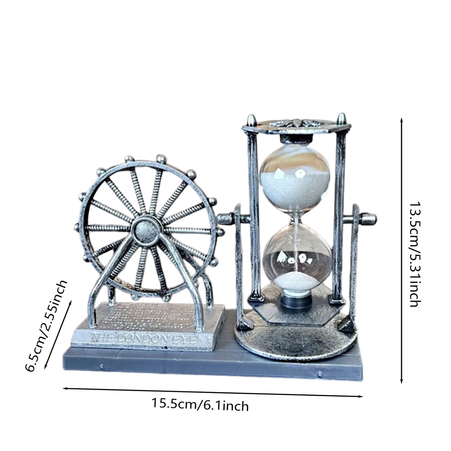 Vintage Ferris Wheel Statue With Hourglass Sand Clock