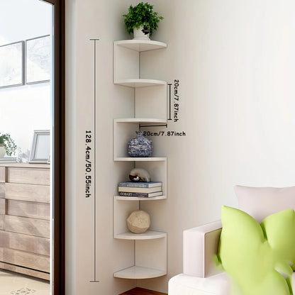7-Tier Rustic Wall-Mounted Corner Shelf Suitable for Living Room, Bedroom, Kitchen