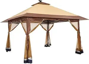13x13 Outdoor Gazebo, Double Roof Patio Gazebo with Mosquito Netting, 3 Adjustable Heights Foldable Tent Shelter Quick Setup, fo