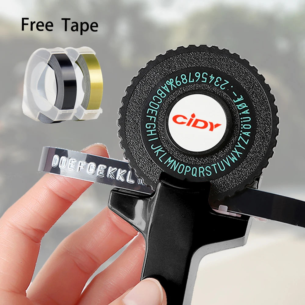 Embossing label maker with 2 ribbons