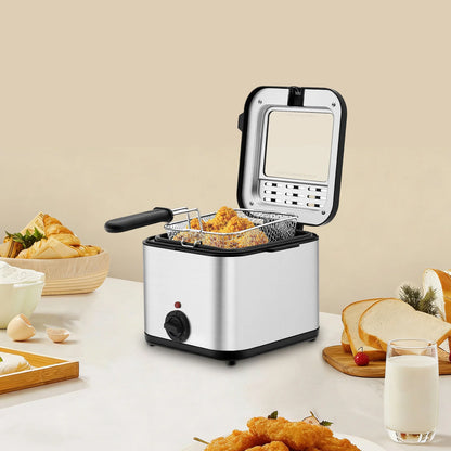 Deep Fryers, 110V Electric Deep Fryer with Basket, Stainless Steel Commercial Deep Fryer for Home Kitchen, Restaurant, Fast Food