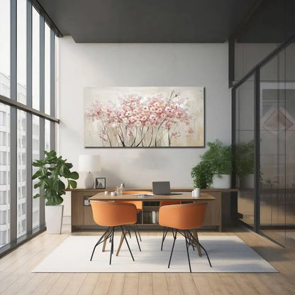 White Floral Oil Painting Canvas Art Wall Decor for Bedroom Living Room Kitchen Office