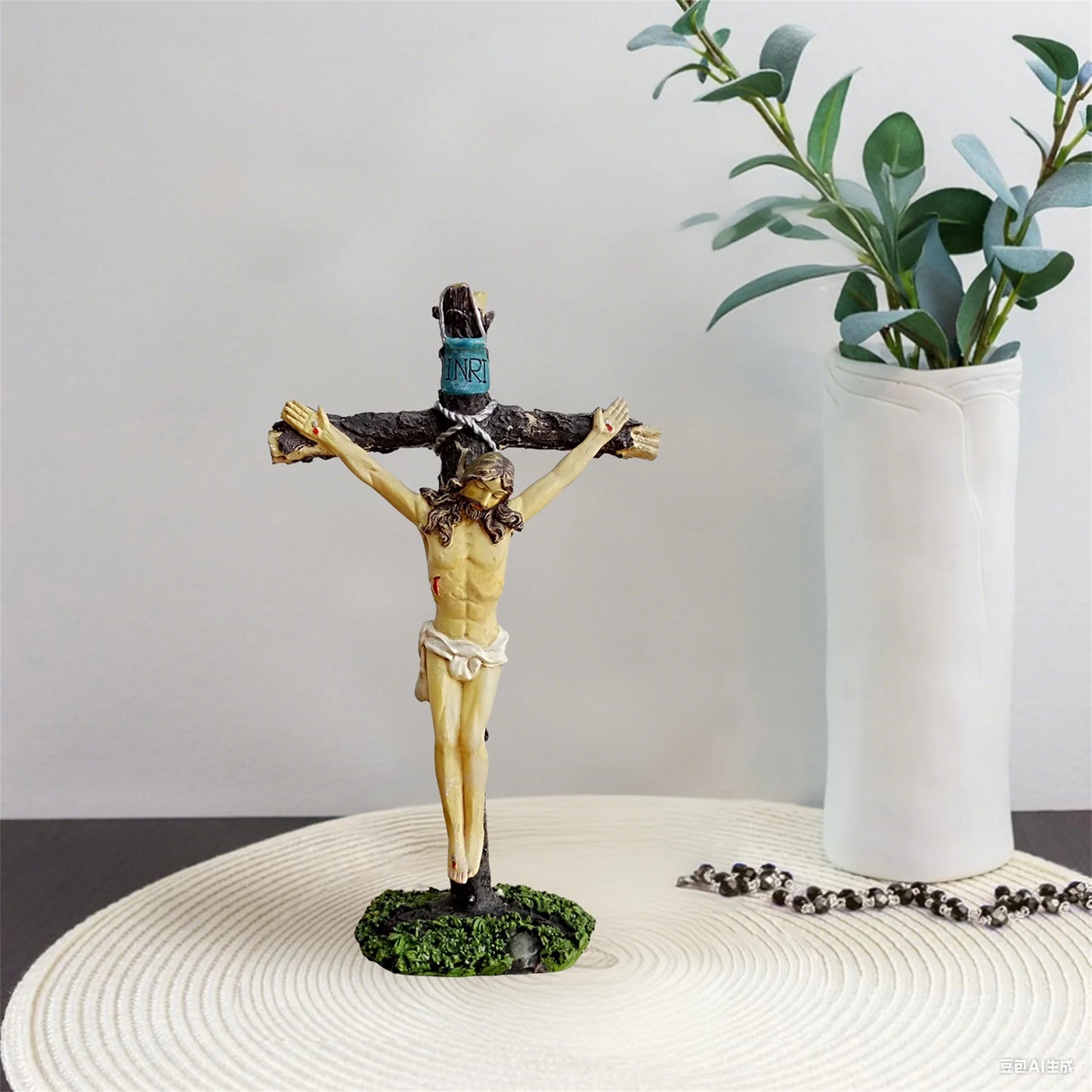 Crucifix Figurine Cross Statue Christian Home Decor Jesus Christ Catholic Tabletop Ornament Display Praying