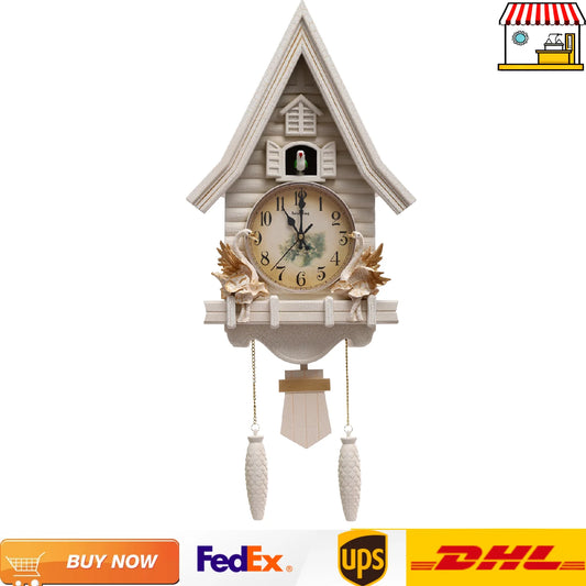 White Cuckoo Wall Clock Antique Battery Operated