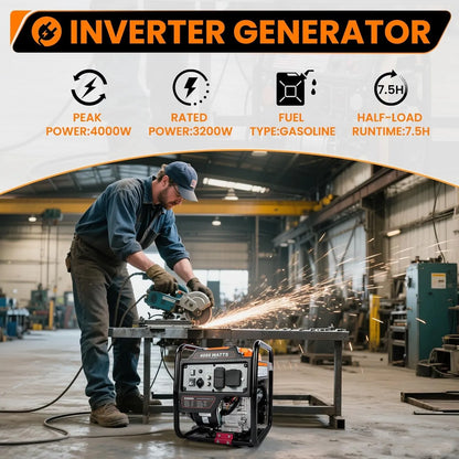 4000 Watt Generators Portable Gas Generator Inverter Quiet for Home and Camping
