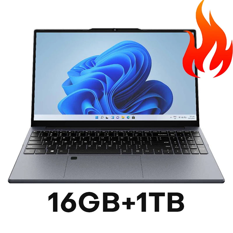 15.6" Ultra Slim Intel Core i7 6500U Laptop Computer Windows 11 16GB DDR4 1TB SSD Notebook PC Fingerprint Unlock