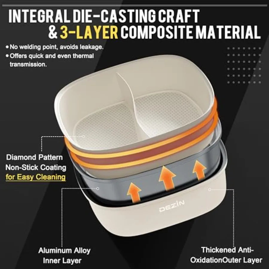 Electric Pot 5.5L Double-Flavor Removable Non-Stick Dual Sided Cooker 3" Depth Divided Pot with Multi-Power Controls