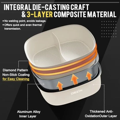 Electric Pot 5.5L Double-Flavor Removable Non-Stick Dual Sided Cooker 3" Depth Divided Pot with Multi-Power Controls