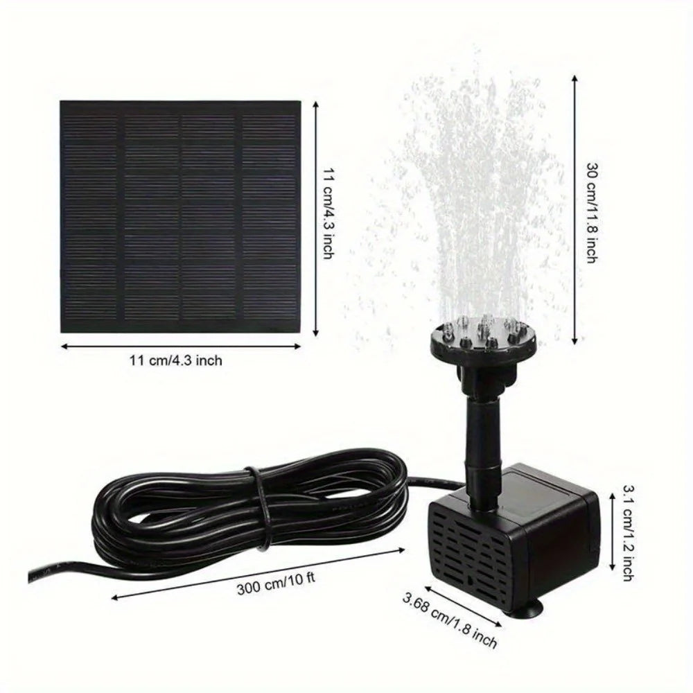 Solar Fountain with 6 Nozzles - 1.4W Solar Panel Floating Water Pump for Bird Baths, Pools, Garden