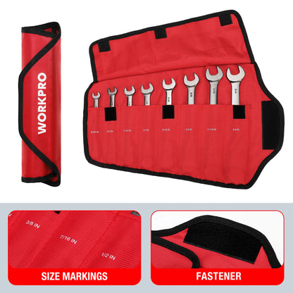 8pcs Flex-Head Ratcheting Combination Wrench Set SAE 5/16-3/4 in