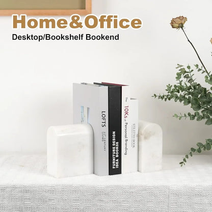 African Natural Marble Non-Slip Bookends for Shelves