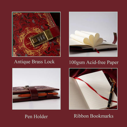 A5 Retro Digital Password Notebook Journal with Lock