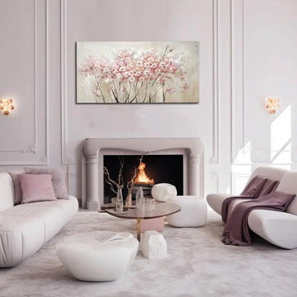 White Floral Oil Painting Canvas Art Wall Decor for Bedroom Living Room Kitchen Office