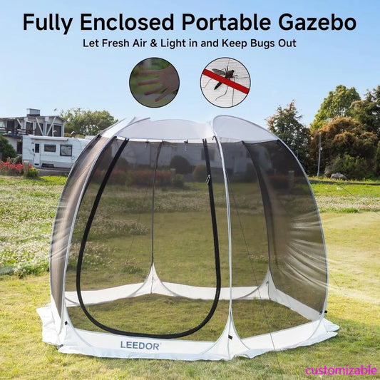 Pop Up Screen House, 6-10-15 Person Outdoor Screen Tent，Camping Screen Room with Carry Bag, Screened Gazebo with Mosquito Netti
