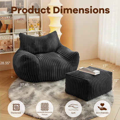 Reading Bean Bag Chairs for Adults, BeanBag Density Foam Couch, Floor Lazy Soft, Comfy Reading Nook